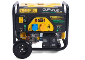 Champion CPG7500E2-DF 6kW open frame dual fuel LPG & Petrol generator Wheel kit Electric start